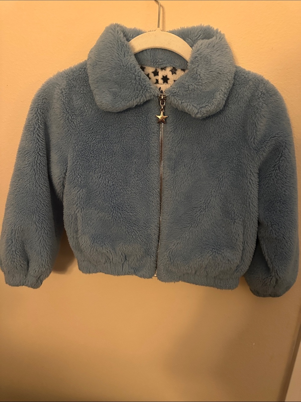 Lola + The Boys Faux Fur Rainbow Star Jacket Girls Size 4